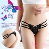 《AIMEI GIAREN》飛揚迷情！大蝴蝶鏤空刺繡鑽飾丁字褲﹝黑﹞