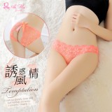《AIMEI GIAREN》誘惑風情！花朵蕾絲蝴蝶結後開檔三角褲﹝粉橘﹞