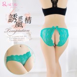 《AIMEI GIAREN》誘惑風情！花朵蕾絲蝴蝶結後開檔三角褲﹝綠﹞