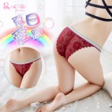 《AIMEI GIAREN》夏日愛戀！彩紅腰帶拼接蕾絲三角褲﹝酒紅﹞