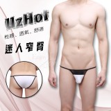 【UzHot 凸哈社】迷人窄臀‧ 高衩細帶網紗三角內褲﹝白﹞
