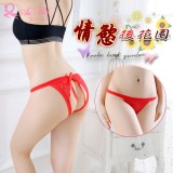 《AIMEI GIAREN》情慾後花園！免脫蝴蝶結繡花蕾絲中腰開襠褲﹝紅﹞